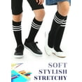thumbnail image 5 of HUGH UGOLI Knee High Cotton Socks for Girls & Boys, Long Tube School Uniform Socks with Stripes, Soft & Comfortable, Black, 5-6 Years Old, 4 Pairs, 5 of 6