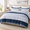 Blue Patchwork-Twin, variant on Forter Size 600 Thread Countton White And Navy Striped Patchwork Reversible Pattern Blue Set Down Alternative Bedding 2(patchwork