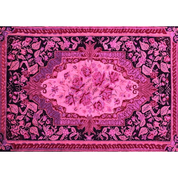 Ahgly Company Indoor Rectangle Medallion Pink French Area Rugs, 5' x 7'