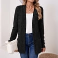 thumbnail image 3 of Women's Solid Color Long Sleeve Length Cardigan Sweater Coat Top with Pockets for Spring and Fall Seasons, Casual Layering for Daily Use,Black,M, 3 of 8