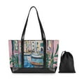 thumbnail image 7 of FORMRS Canvas Laptop Tote Bag for Women with 15.6" Computer Compartments Shoulder Handbag, Blue Plants Window, 7 of 7