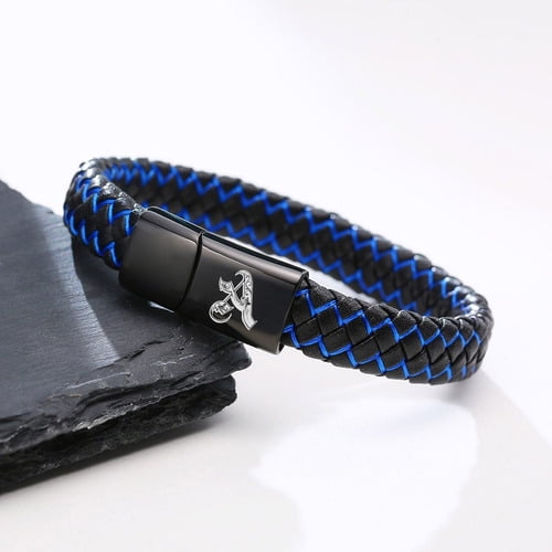 Leather initial bracelets deals