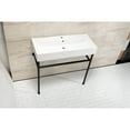 thumbnail image 2 of Kingston Brass VPB39170ST New Haven 39" Porcelain Console Sink with Stainless Steel Legs (1-Hole), White/Matte Black, 2 of 6