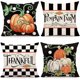 thumbnail image 1 of Juego de 4 fundas de almohada Emotion Fall, decoración de granja con lunares de Acción de Gracias, almohadas decorativas de otoño para exteriores con calabaza naranja, funda de cojín para decoración, 1 of 3