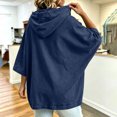 thumbnail image 2 of Hoodies for Women Drawstring 3/4 Sleeve Denim Loose Hooded Sports Sweatshirt,Blue,S, 2 of 6