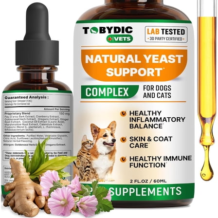 Natural Yeast Support for Dogs – Soothing Herbal Drops for Itchy Skin, Ears & Seasonal Sensitivities – Helps Calm Discomfort & Promote Skin Balance – Liquid Supplement – Made in USA