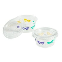 Small Mardi Gras Carnival Masks Plastic Gelatin Shot Cups with Lids - 100 Ct.