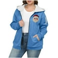 thumbnail image 3 of Feancey Plus Size Zip Up Hoodies for Women Christmas Sweatshirt Jackets Winter Sherpa Lined Hooded Jacket Cute Santa Claus Print Sweatshirts Blue 5XL, 3 of 6