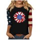 thumbnail image 1 of Camisetas de Manga Corta para las Mujeres Día de la Independencia Patriótica Impresa 3/4 Manga Cuello Redondo, Camiseta Casual para Diarios Y Festivales, 1 of 5