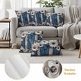 thumbnail image 6 of Blue White Daisy Outdoor Waterproof Pillow Covers, Vintage Farmhouse Butterfly Floral Wood Decorative Square Throw Pillowcase Sofa Cushion Sham for Patio/Couch/Chair, 16"x16" 2 Pack, 6 of 8