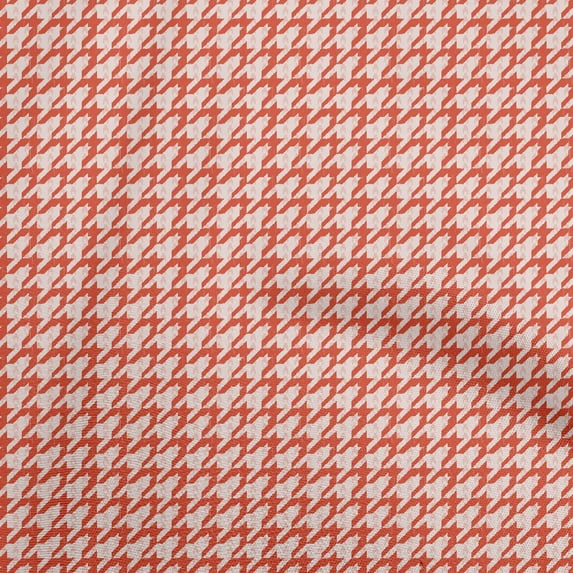 oneOone Cotton Silk Orange Fabric Houndstooth Quilting Supplies Print Sewing Fabric By The Yard 42 Inch Wide