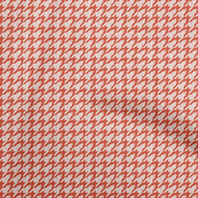 oneOone Cotton Poplin Orange Fabric Houndstooth Sewing Craft Projects Fabric Prints By Yard 42 Inch Wide