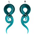 thumbnail image 1 of Pair of Ear Taper Glass Handmade Twisted Spiral Solid Turquoise Color, 1 of 1