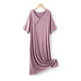 thumbnail image 2 of Feancey Women's Lounge Nightgowns Summer Short Sleeve Scoop Neck Sleep Dress Solid Color Casual Soft Nightdress Comfy Loose Homewear Sale Of The Day Purple Free Size, 2 of 10