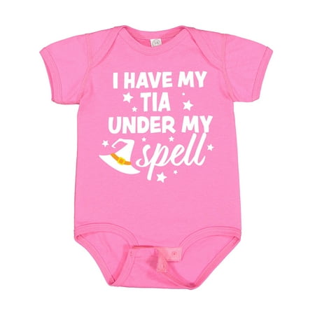 

Inktastic I Have My Tia Under My Spell with Cute Witch Hat Gift Baby Boy or Baby Girl Bodysuit