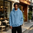 thumbnail image 6 of Men Hoodie Sweatshirt Pullover With Kangaroo Pocket Lightweight Casual Hooded Top Apparel For Spring Fall Wear, 6 of 7