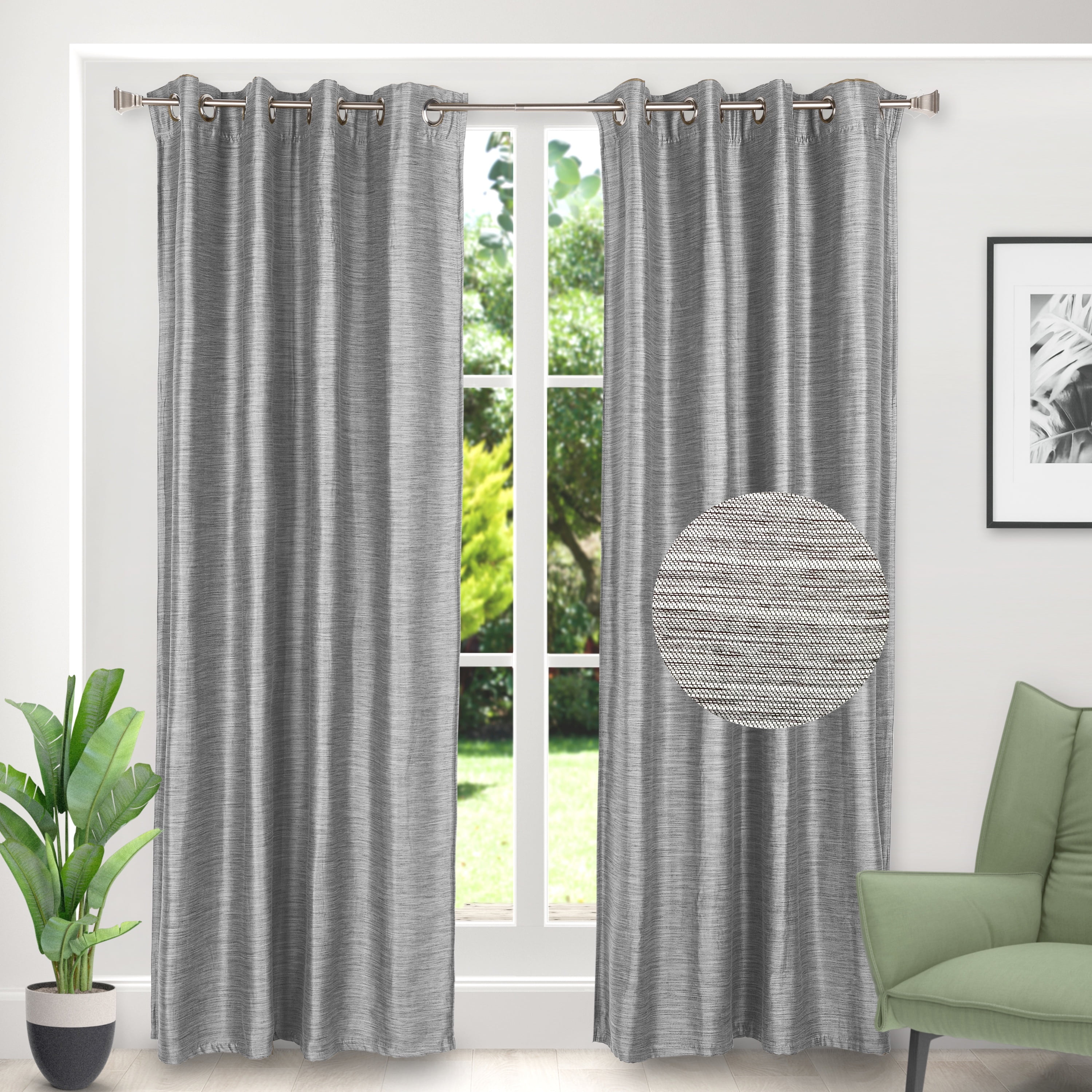 Blackout Curtain Panel Thermal Insulated Linen Look Textured Room