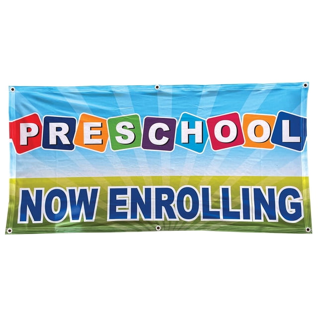 4Less 2x4 Ft PRESCHOOL NOW ENROLLING Banner Vinyl Alternative Sign bgb Fabric