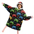 thumbnail image 4 of Game Controller Black Pattern Lamb Fleece Blanket Hoodies for Teens ,Teens Oversize Sherpa Wearable Hooded Blanket Sweatshirt with Super Pockets, 4 of 6