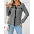 thumbnail image 5 of Long Sleeve Open Front Womens Button Up Cable Knit Cardigan Fall Trendy Sweater Jacket with Pockets, 5 of 5
