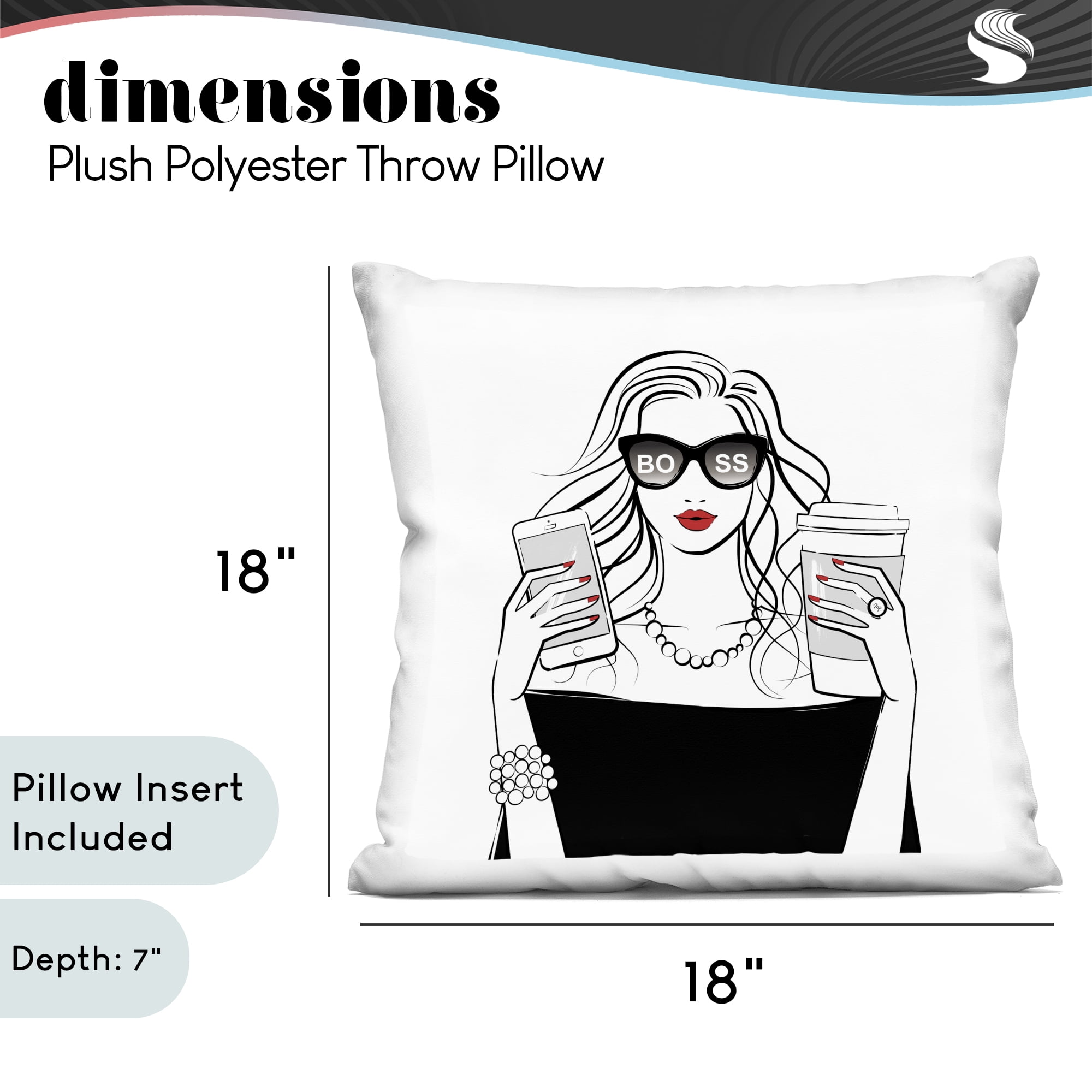 Stupell Industries Chic Boss Morning Coffee Moment Decorative Printed Throw Pillow, design by Martina Pavlova, 18 x 7 x 18