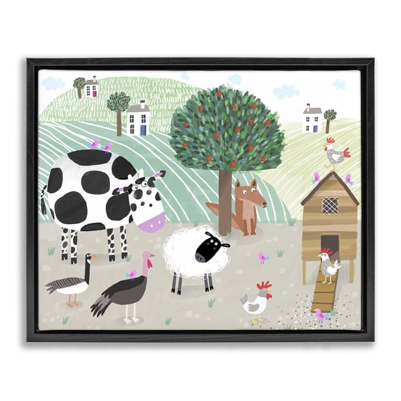 Stupell Industries Down At The Farm Black Framed Floater Canvas Wall Art, design by Carla Daly