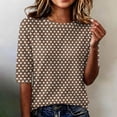 thumbnail image 2 of Gaukiv Womens Half Length Sleeve Tops Polka Dot Shirts Crew Neckline Blouses Brown S, 2 of 4