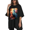 thumbnail image 4 of Plus Size Shirt for Women Black Tops for Women Short Sleeves Shirt for Women Peacocks T Shirt Crewneck Shirt for Women XL, 4 of 5