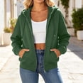 thumbnail image 2 of Sevevn Women's Lightweight Hoodies Full Zip Up Oversized Sweatshirts with Pockets Long Sleeve Casual Hooded Jackets Army Green M, 2 of 8