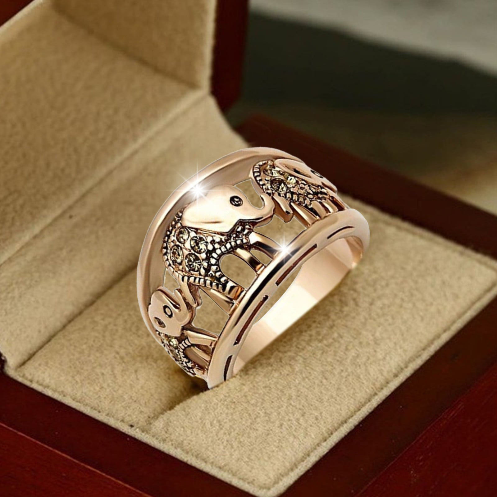 Gold Elephant Band Ring Size 6/7/8/9/10 White Gold Women's Wedding | Elephant  ring, Gold elephant, Silver elephants