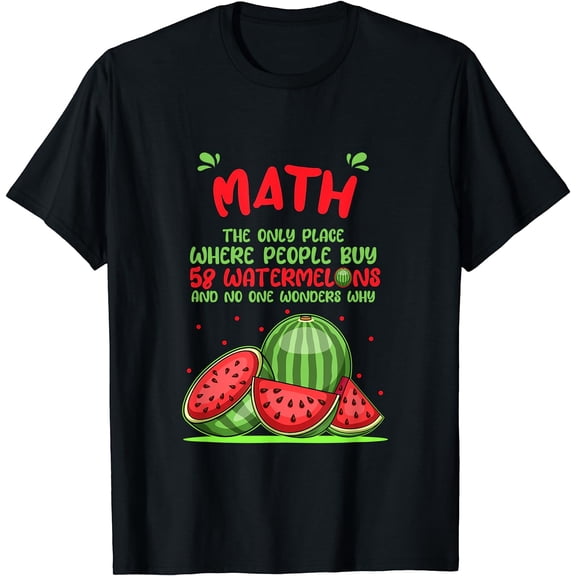 Funny Watermelons Math Mathematics Calculation T-Shirt Black 2X-Large