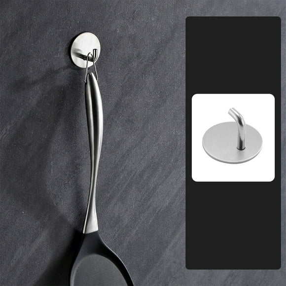 304 Stainless Steel Wall Hook | Suction Cup Mount | Round Design | Rustproof & Waterproof | Heavy Duty 4.4lb Load | No Drilling | White Silver | 4.5x3x0.6cm | Bathroom Kitchen Hallway Bedroom | 1pc