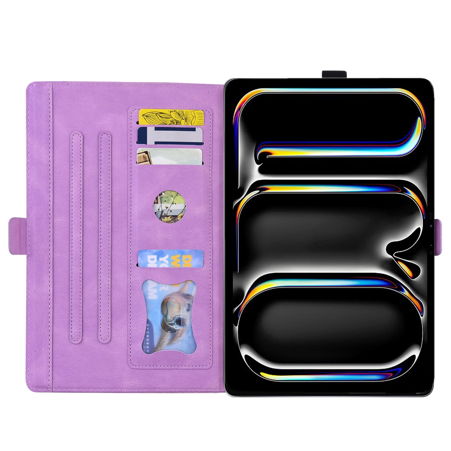 Allytechgroup iPad Pro 11 M4 2024 Case, PU Leather Folio Stand Bumper Anti-Scratch Kickstand Butterfly Embossed Shockproof Slim Fit Pencil Holder Case Cover for Apple iPad Pro 11" 2024, Purple