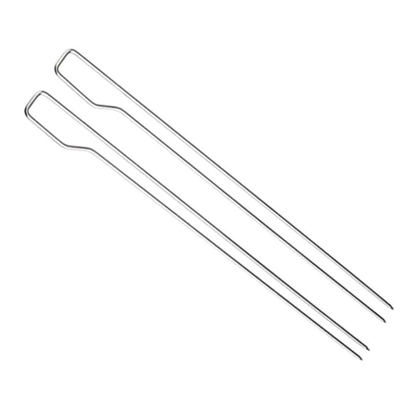 piezas de acero inoxidable para barbacoa, tenedor doble, agujas portátiles para barbacoa, brochetas para camping, picnic, hogar, restaurante (plateadas)