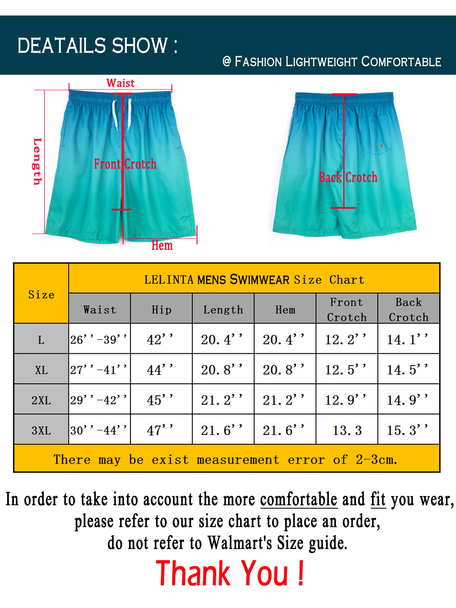 Walmart Mens Pants Size Chart