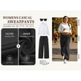 thumbnail image 2 of TEMOFON Sweatpants for Women Wide Leg Casual Baggy Pants Black Knit Comfy Elastic Drawstring Sweat Pants with Pockets L, 2 of 9