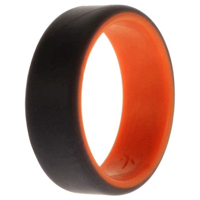 Anillo de boda de silicona de 2 capas biselado de 8 mm - Naranja-gris por ROQ para hombres - Anillo de 11 mm
