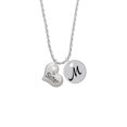 thumbnail image 2 of Delight Jewelry Silvertone Large ''Sister'' Heart with Clear Crystal Silvertone Script Initial Disc - M - Charm Necklace, 20"+3", 2 of 4