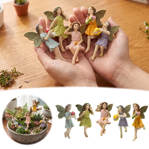 SUYOLL Fairy Figurine Enchanting Desktop Ornament Whimsical Garden Tiny Statues For Home Shelf Shelf Decorations