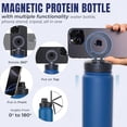 thumbnail image 2 of Botella coctelera de proteínas Coctelera aislada de acero inoxidable Botella coctelera de metal de 24 oz con anillo magnético para teléfono Anillo adhesivo adicional giratorio de 360 ​​​​°. Compatible, 2 of 5
