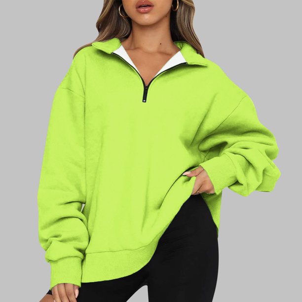 ICHUANYI Clearance Fashion Women Casual Pure Colour Lapel Neck Long Sleeve Loose T-Shirt Blouse Pullover Tops(Mint Green, XXL) ICHUANYI WER2023081100394