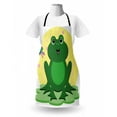 thumbnail image 3 of Frogs Apron, Concept Amphibian Animal and Dragonfly, Unisex Kitchen Bib with Adjustable Neck for Cooking Gardening, Adult Size, Green Yellow, by Ambesonne, 3 of 4