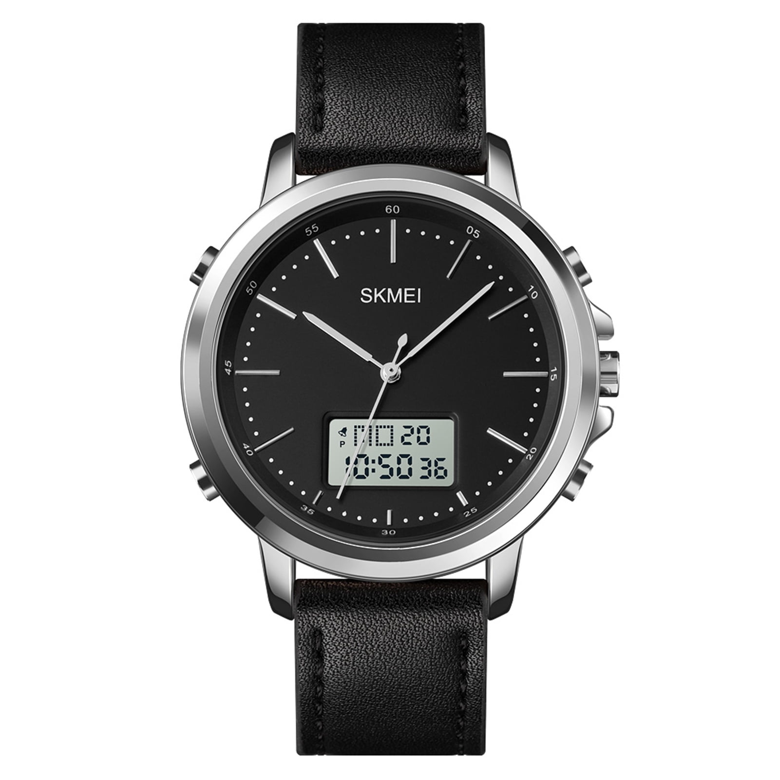 Skmei Mens Watch Minimalism Analog Digital Watch With Alarm Stopwatch Led Backlight Leather Strap Electronic Wrist Watch Other