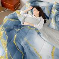 thumbnail image 4 of Homewish Marble Pattern 7-Piece Bedding Comforter Set,Fluid Stripe Aesthetic King Bedding Sets,Deepblue Gold Bed Sheets For Girls Teens,Ultra Soft Home Decor Reversible, 4 of 8