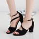 thumbnail image 1 of Sandalias de tacón grueso de gamuza con hebilla de estilo europeo y americano de verano, zapatos de tacón alto romanos para mujer, 1 of 6