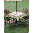 thumbnail image 3 of Outdoor Tablecloth with Umbrella Hole and Zipper, Pink Purple Flower Square Table Cloth 60x60 Inch Waterproof Tablecloth, Spring Vintage Country Floral Leaf Plant Picnic Table Cover for Patio Camping, 3 of 7