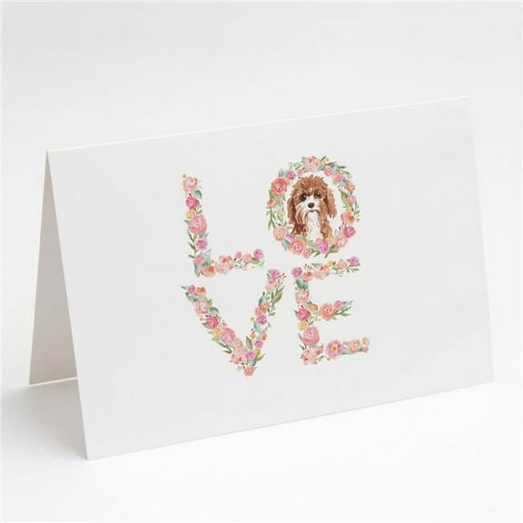 Cavapoo Love Greeting Cards and Envelopes Pack of 8 7 in x 5 in