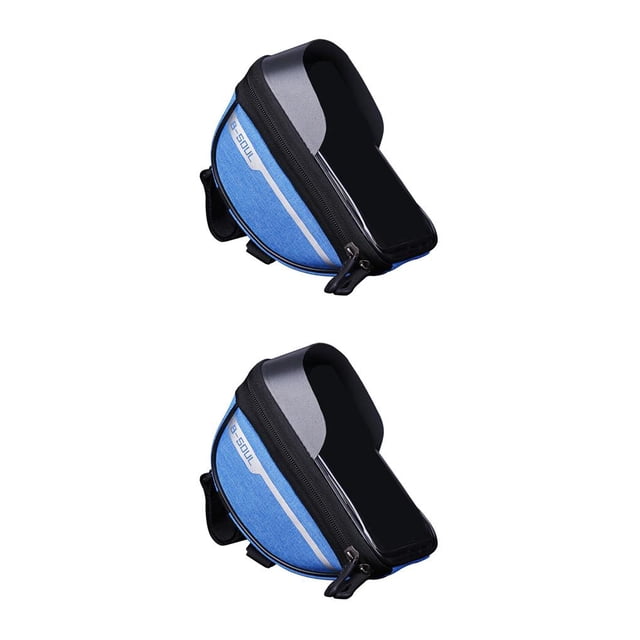 Soidarity bicicleta tubo delantero marco bolsa manillar teléfono móvil pantalla táctil bolsa titular bicicleta de montaña ciclismo accesorios Azul 2Conjunto