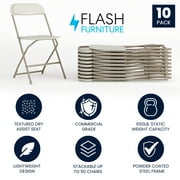 Flash Furniture Hercules Series Plastic Folding Chair Beige - 10 Pack 650LB Weight Capacity Comfortable Event Chair - Lightweight Folding Chair