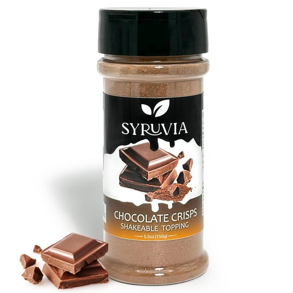 Syruvia Chocolate Crisp Shakable Coffee Topping- 5.5 oz Coffee Sprinkles Great for Oatmeal, Milkshakes, Smooties, Ice Cream, Dessert Topping And More.